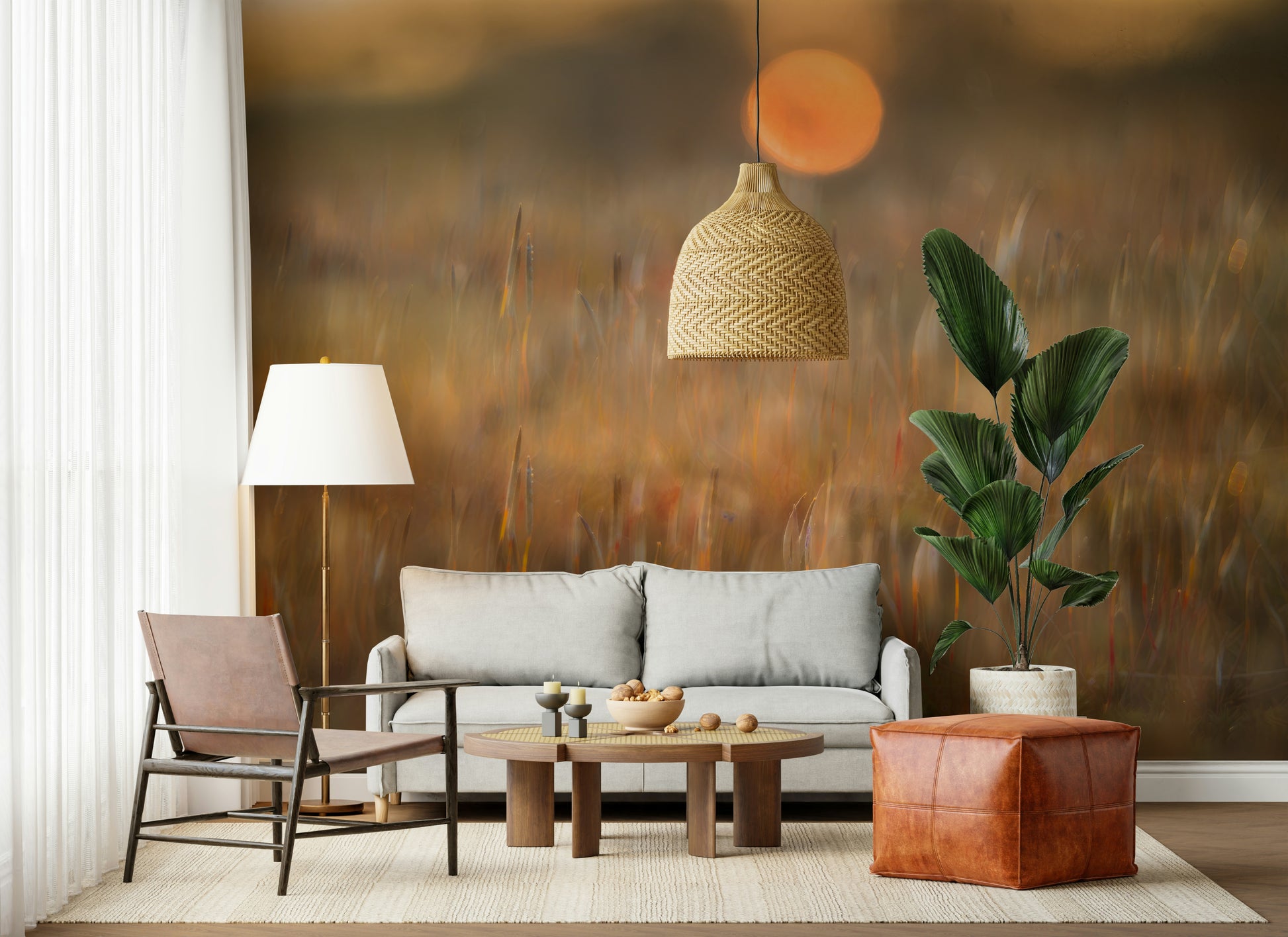 An artistic nature inspired mural for home decor.