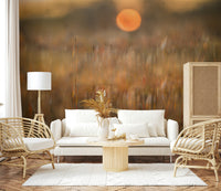 A graceful subtle flower wall mural in soft, elegant tones.