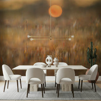 A serene subtle flower wall mural in warm, dreamy tones.