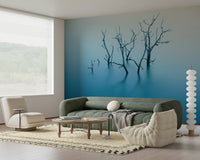 An artistic minimalist form mural for home decor.