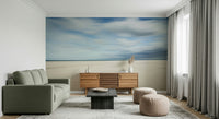 A graceful subtle pattern wall mural in cool, light tones.
