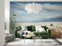 A serene flowing sky wall mural for tranquil decor.