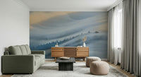 A graceful subtle pattern wall mural in cool, tranquil tones.
