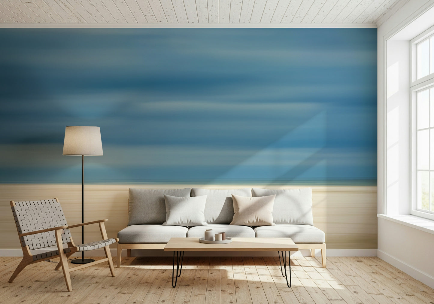 An artistic nature seascape mural for home decor.