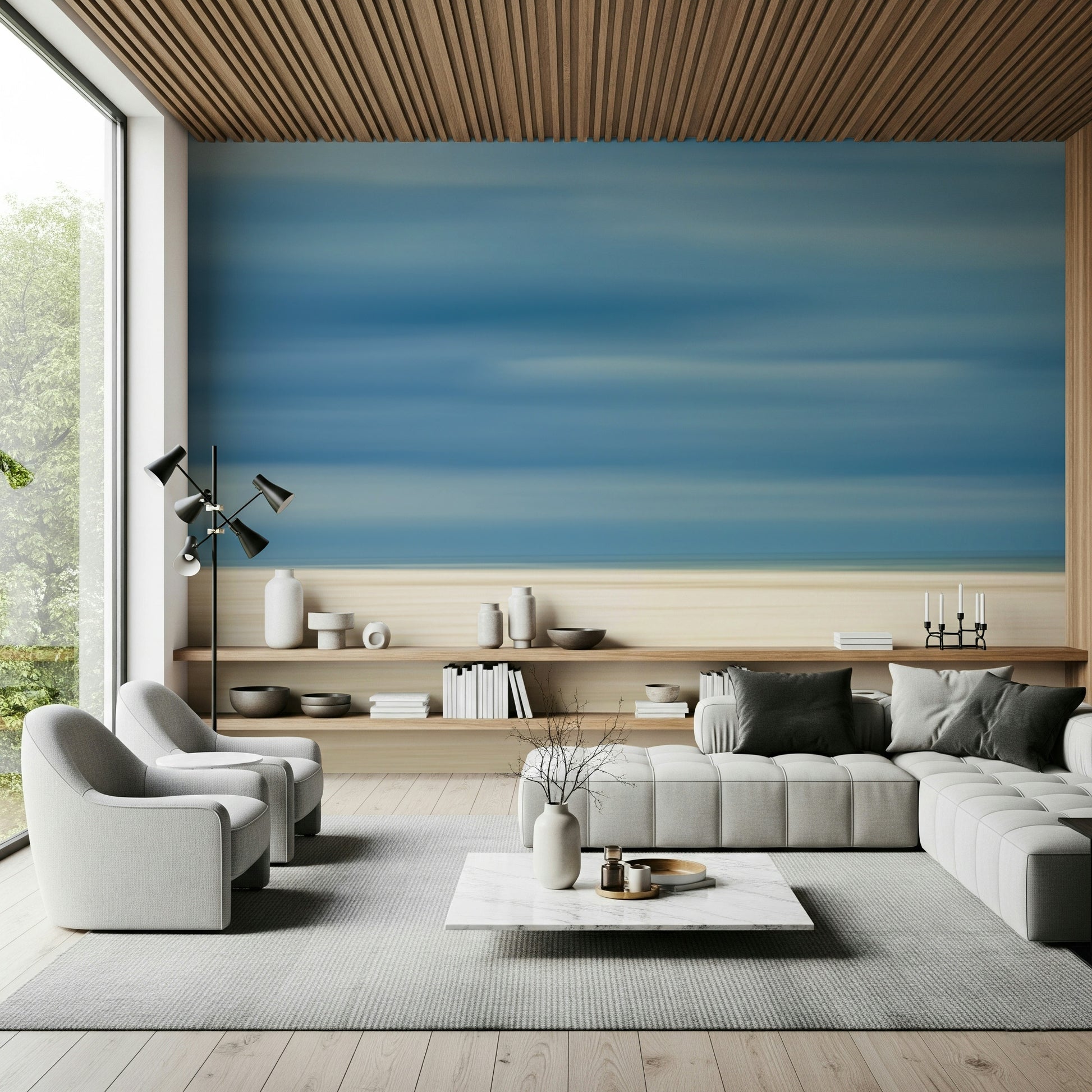 A contemplative gentle design wallpaper mural for a feature wall.