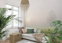 A beautiful modern art wall mural of delicate flowers.