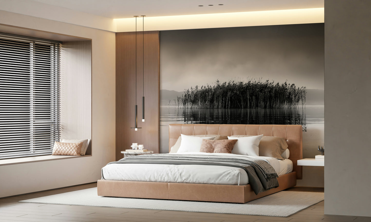 An artistic minimalist form mural for home decor.