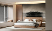 An artistic minimalist form mural for home decor.