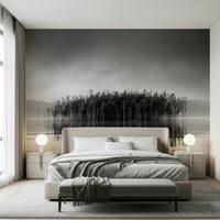 A beautiful modern art wall mural of delicate lines.
