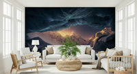A calming serene view wallpaper mural that defines a space.