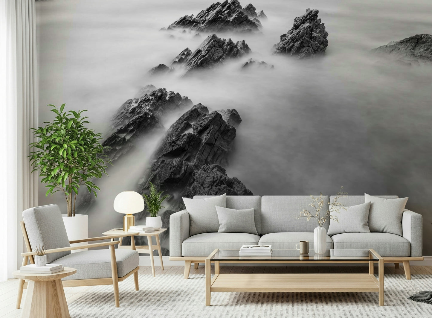 An artistic soft focus vista mural on scenic wallpaper.