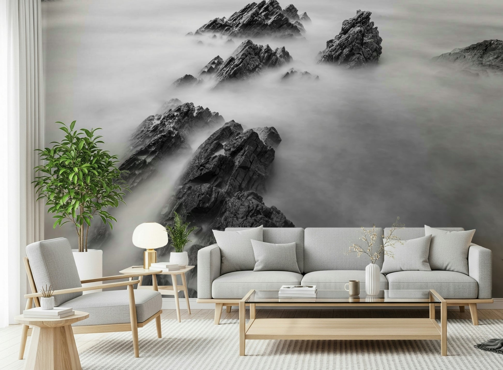 An artistic soft focus vista mural on scenic wallpaper.