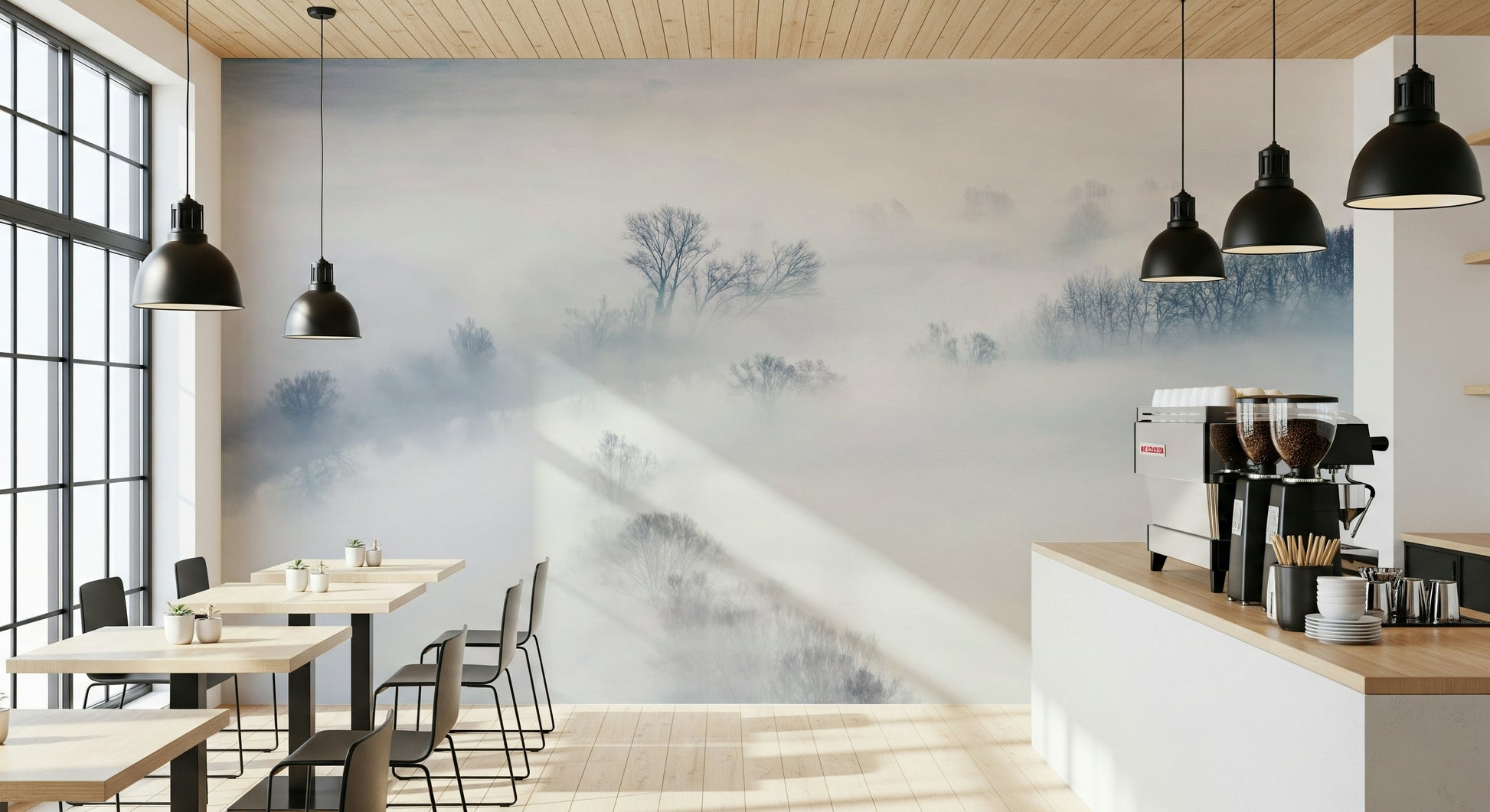 An artistic soft focus landscape mural on scenic wallpaper.