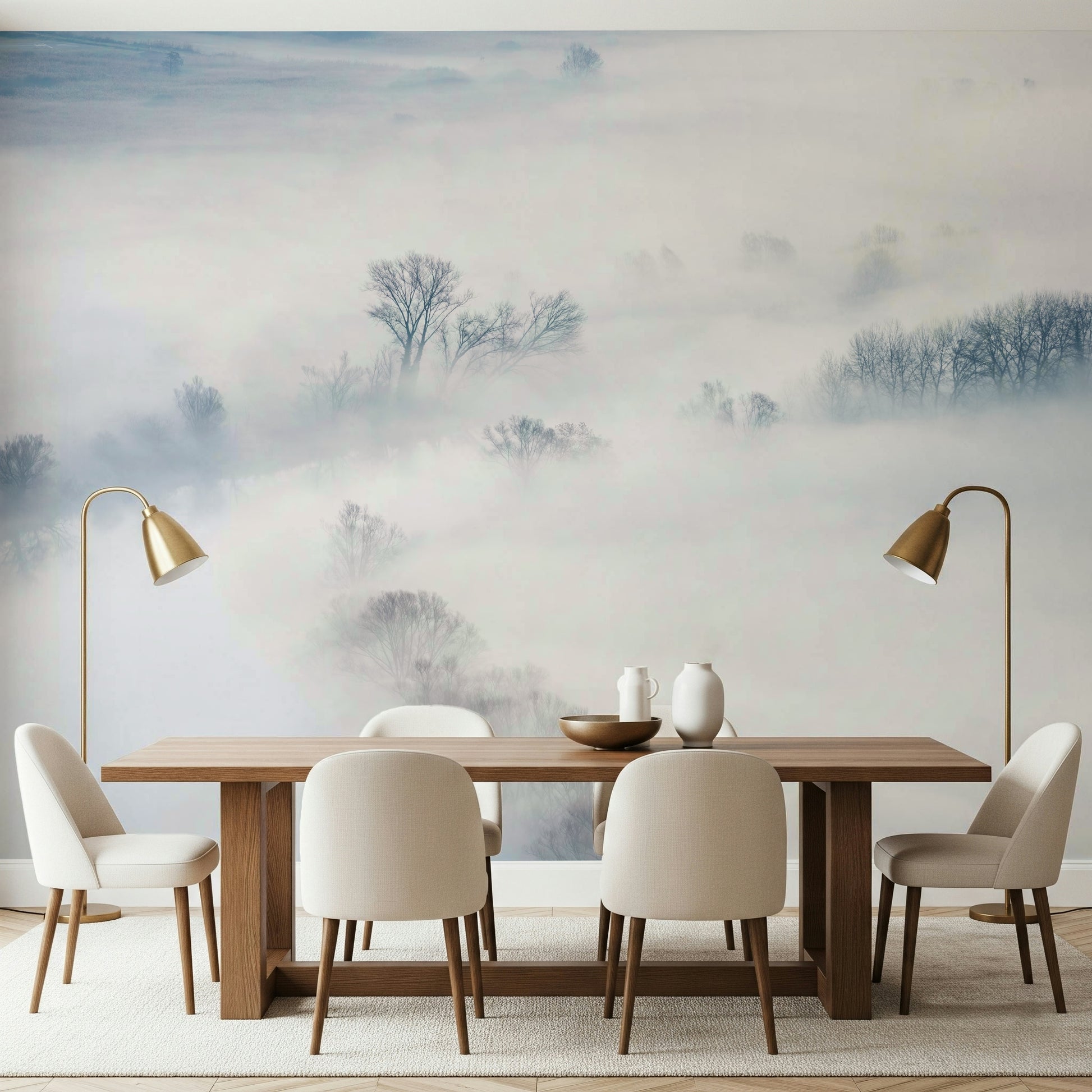 A contemplative gentle haze wallpaper mural for a feature wall.