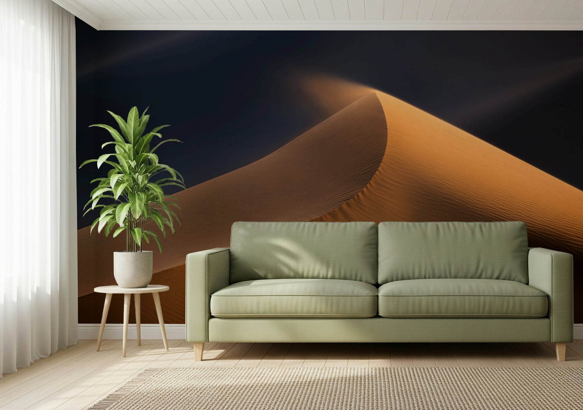 A beautiful wide-angle wall mural of a minimalist desert view.