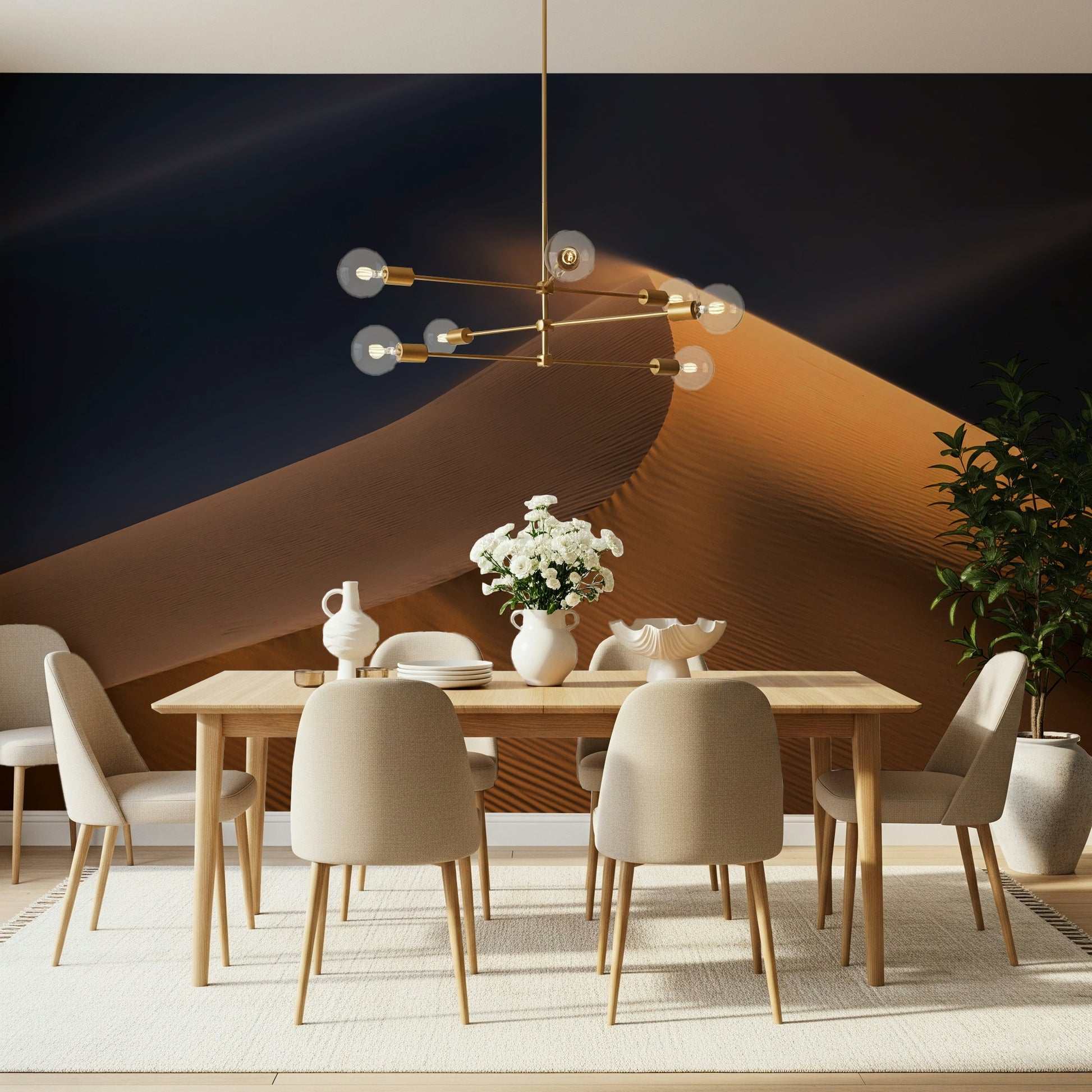 A graceful subtle pattern wall mural in warm, neutral tones.