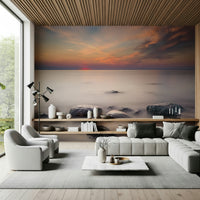 A calming underwater design wallpaper mural that defines a space.