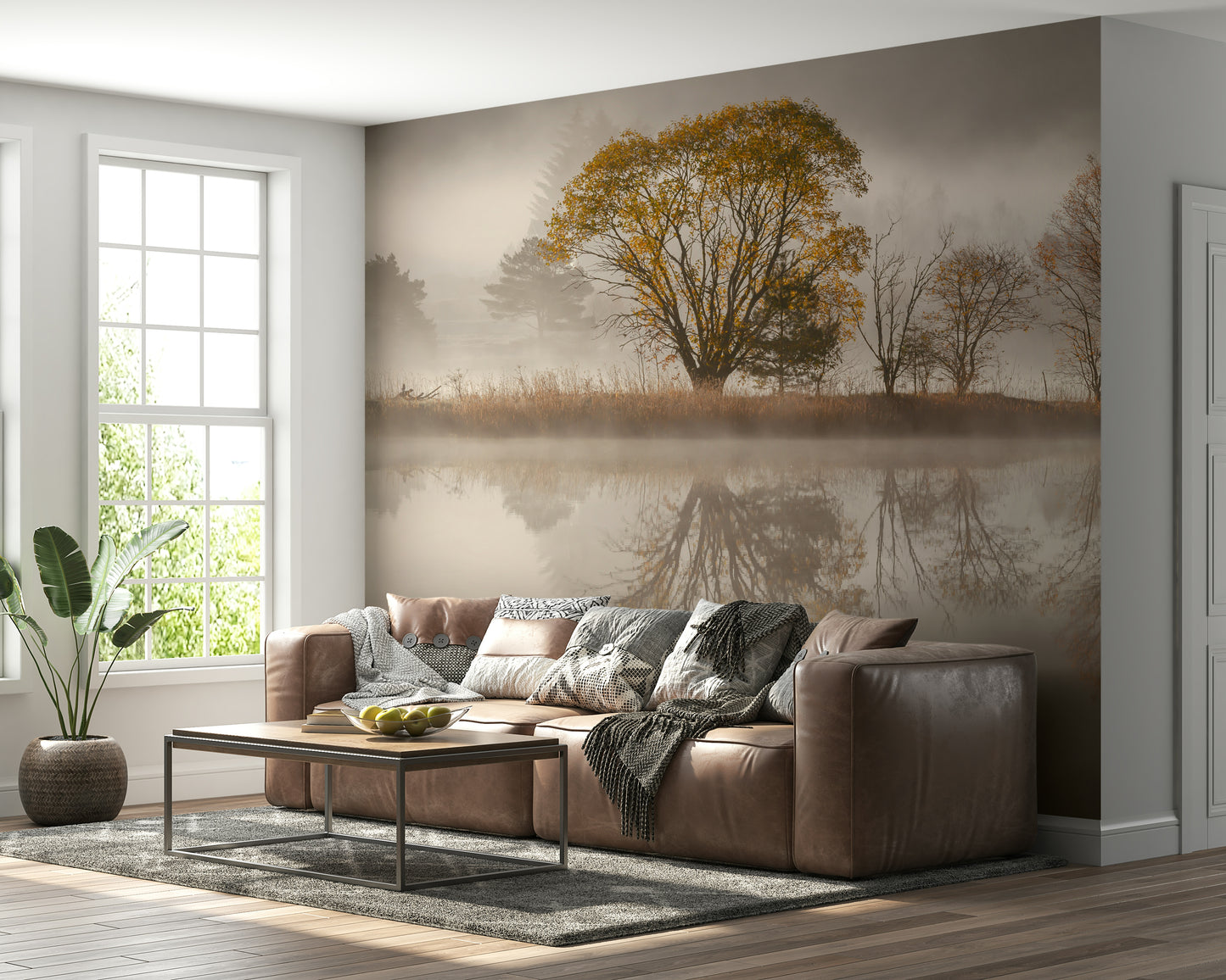 A contemplative gentle design wallpaper mural for a feature wall.