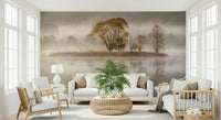 A graceful subtle pattern wall mural in warm, natural tones.