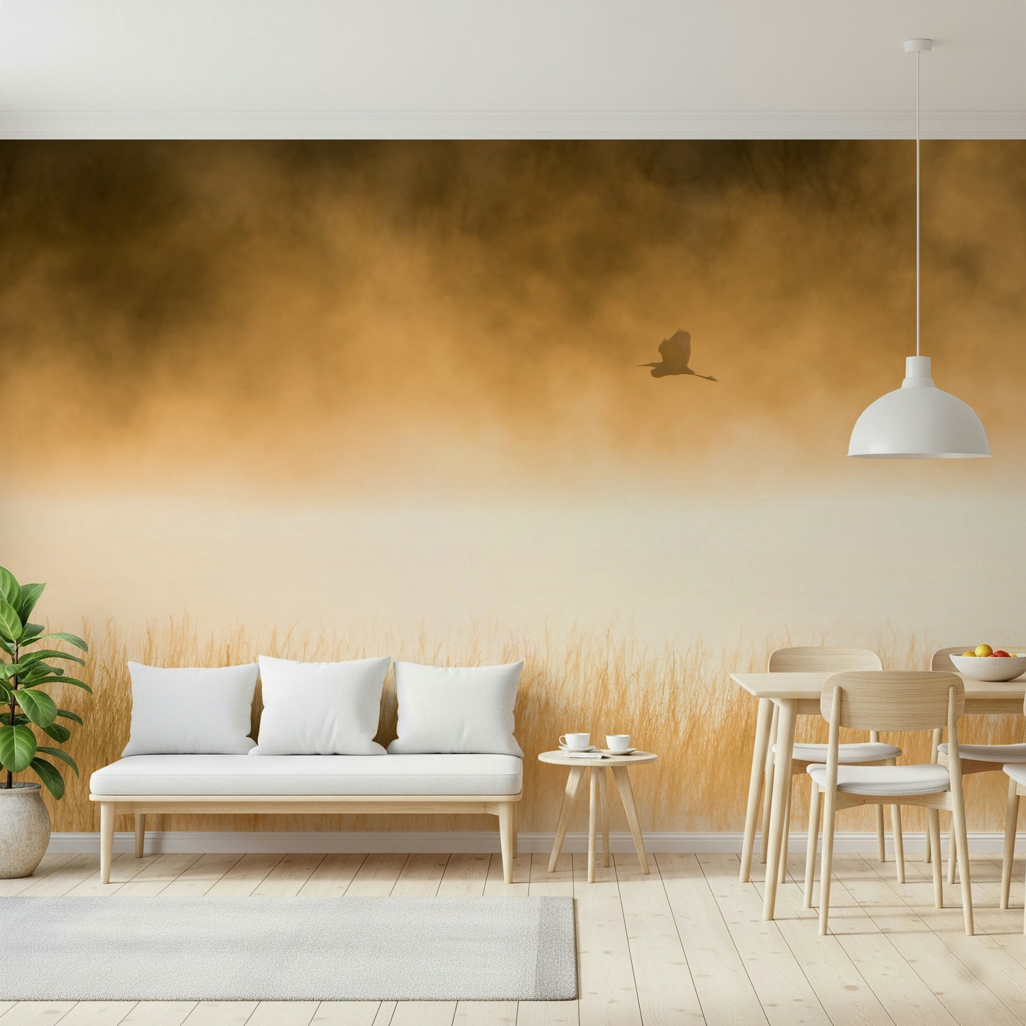 A contemplative gentle design wallpaper mural for a feature wall.