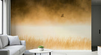 A calming abstract design wallpaper mural that defines a space.