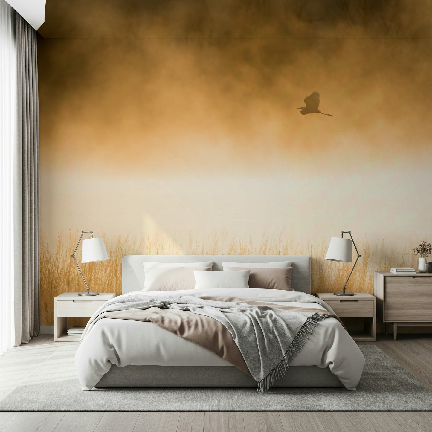 An artistic minimalist form mural for home decor.