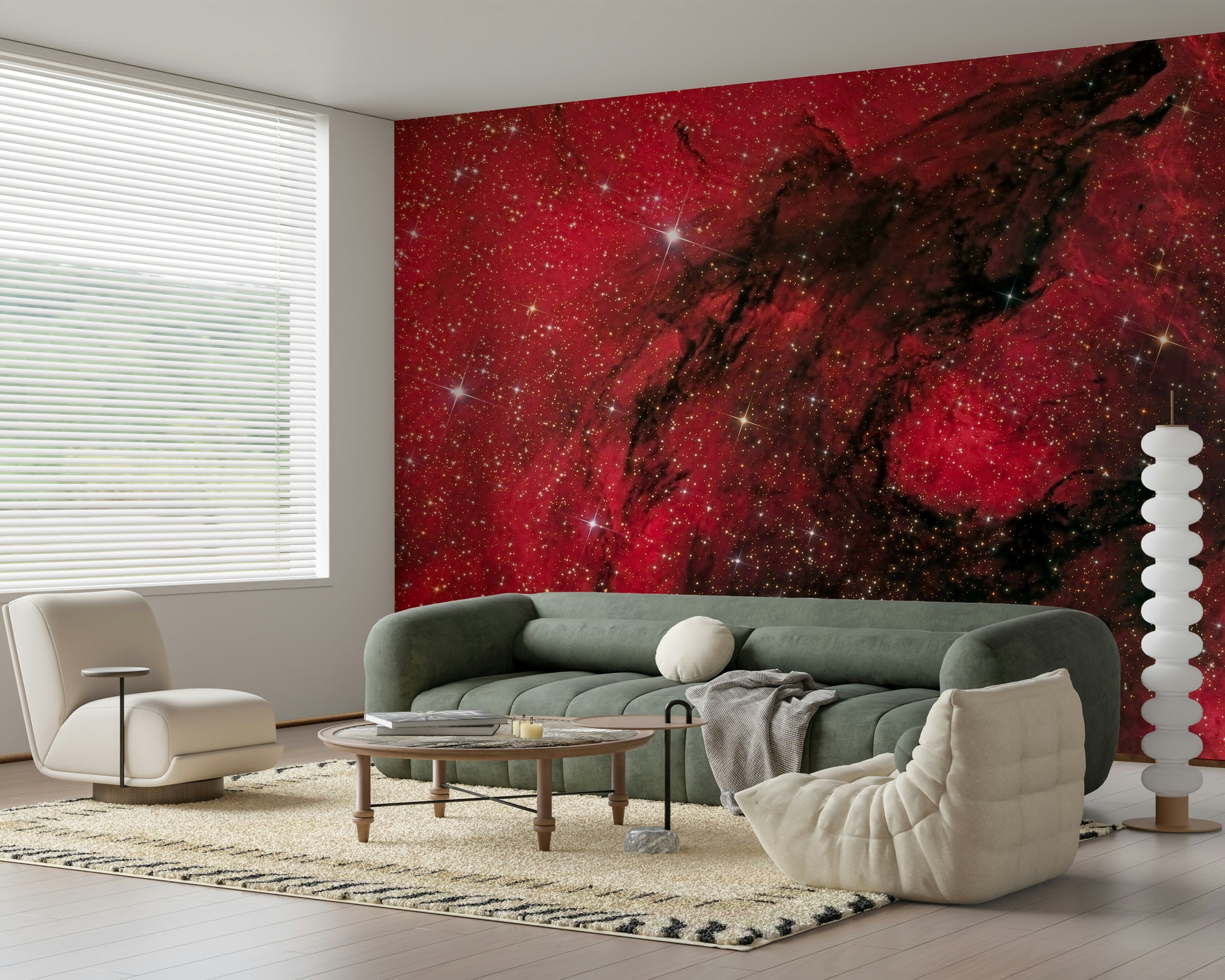 A serene flowing design wall mural for dramatic decor.