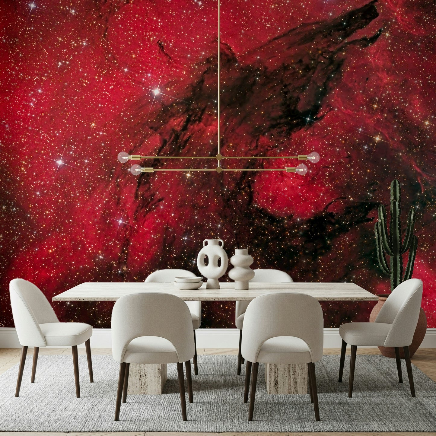 A contemplative intense light wallpaper mural for a feature wall.