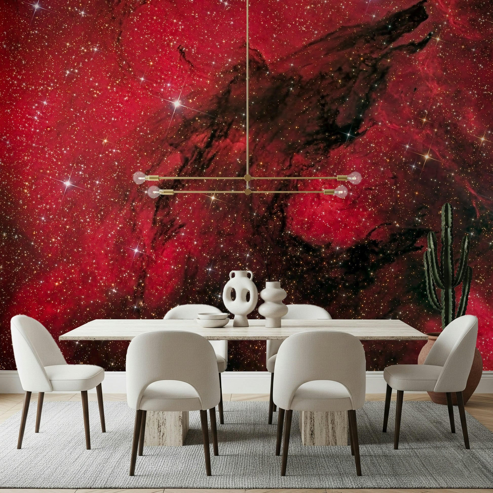 A contemplative intense light wallpaper mural for a feature wall.