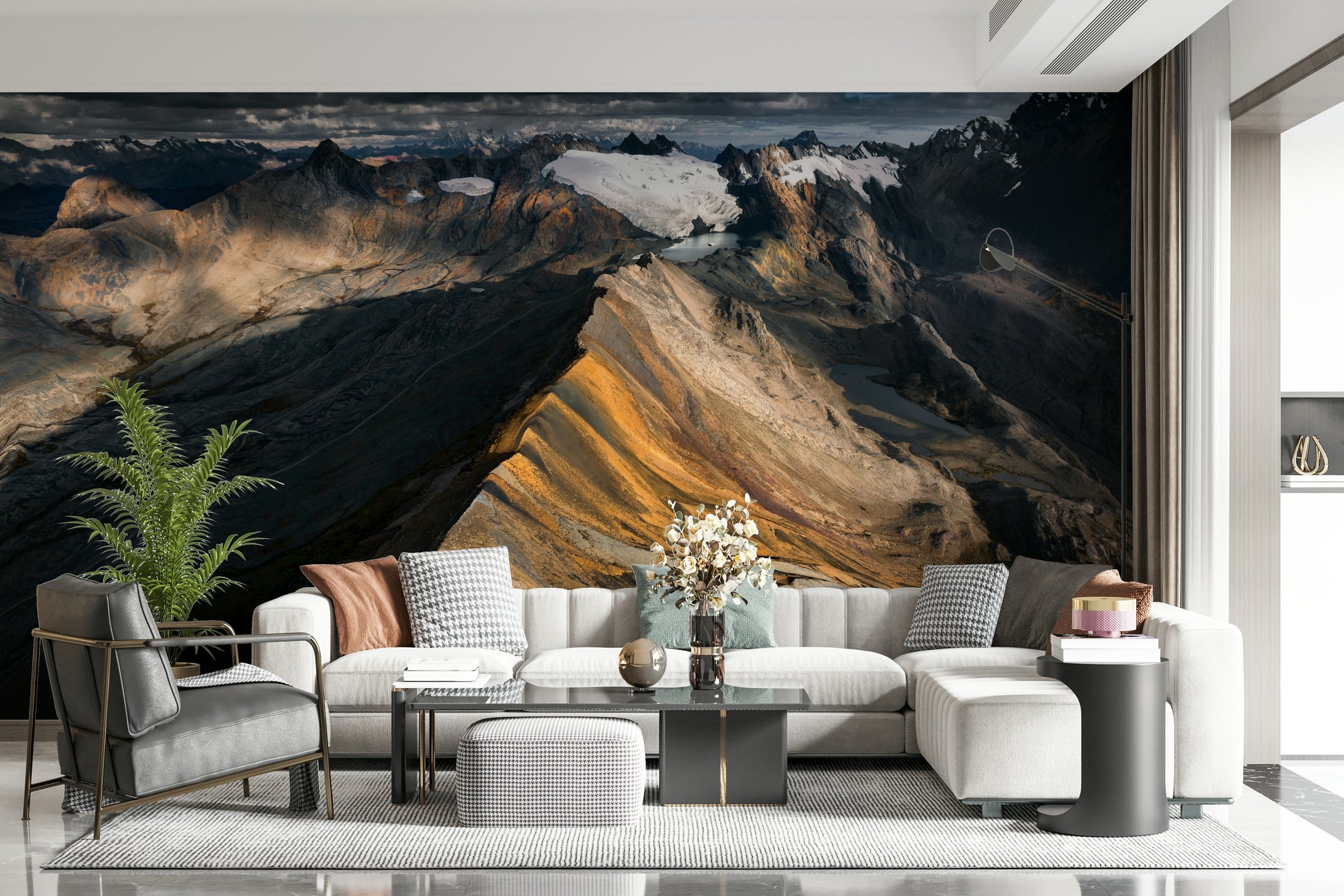 A serene majestic mountain wall mural for your decor.