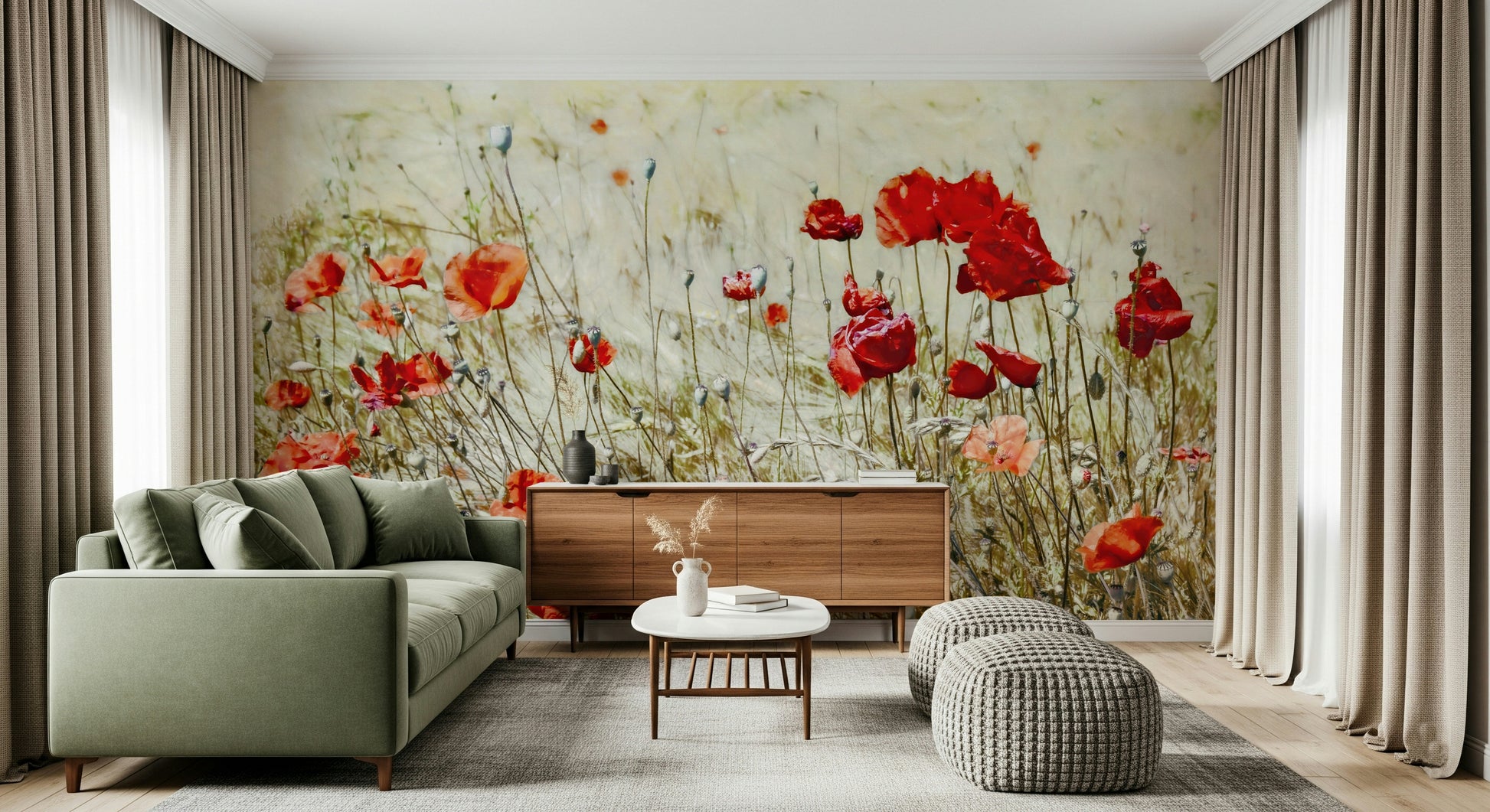A serene subtle flower wall mural for your decor.