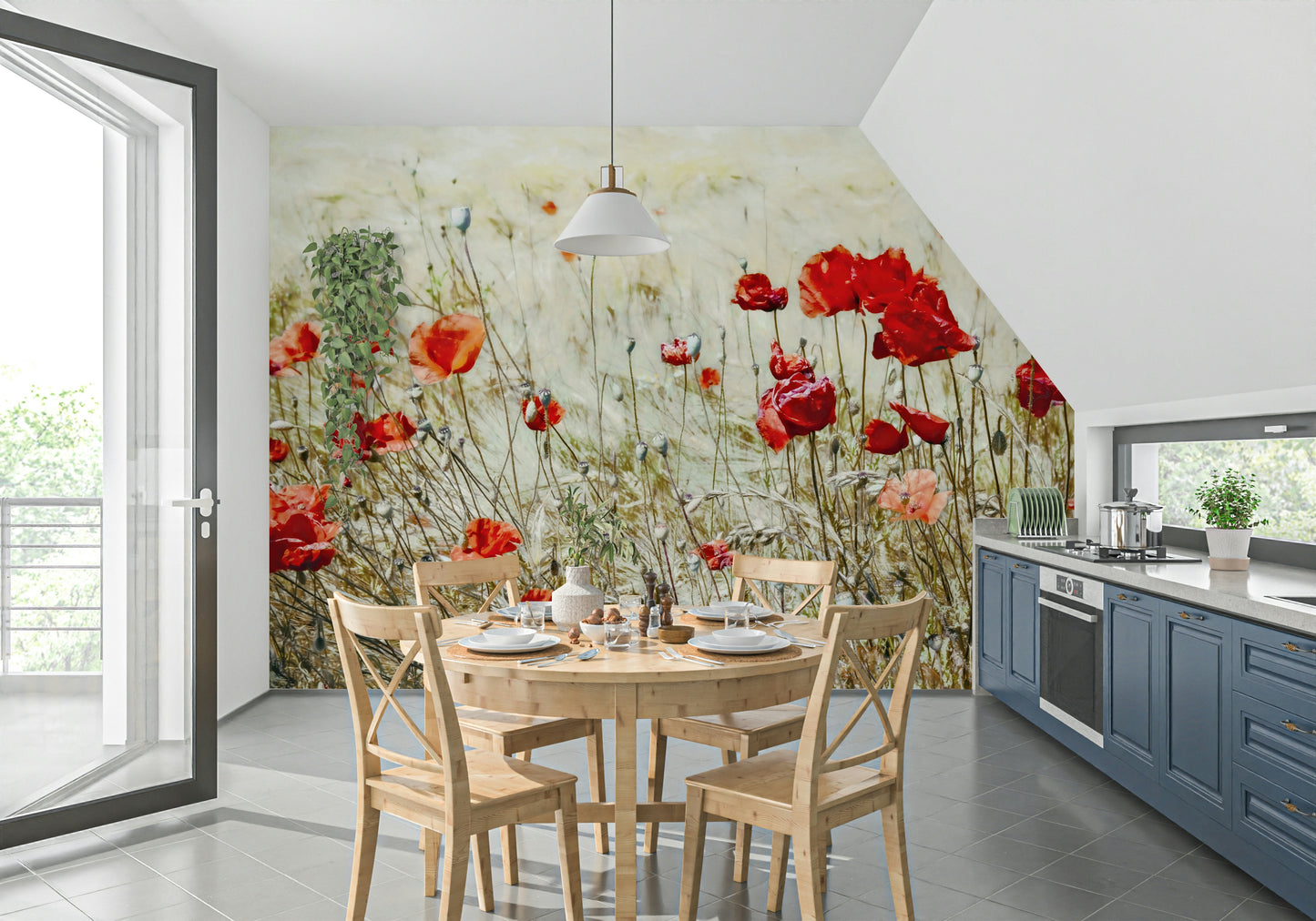 A classic soft floral wallpaper for walls.
