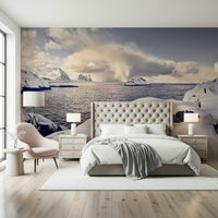 An artistic soft focus mural on minimalist wallpaper.