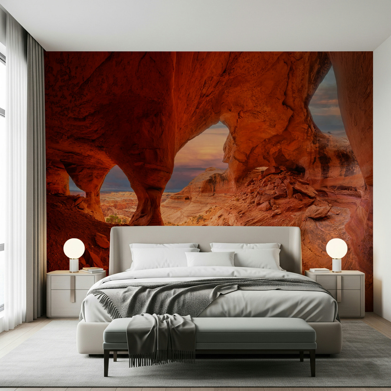 A beautiful red rock arch wallpaper mural for a modern home.