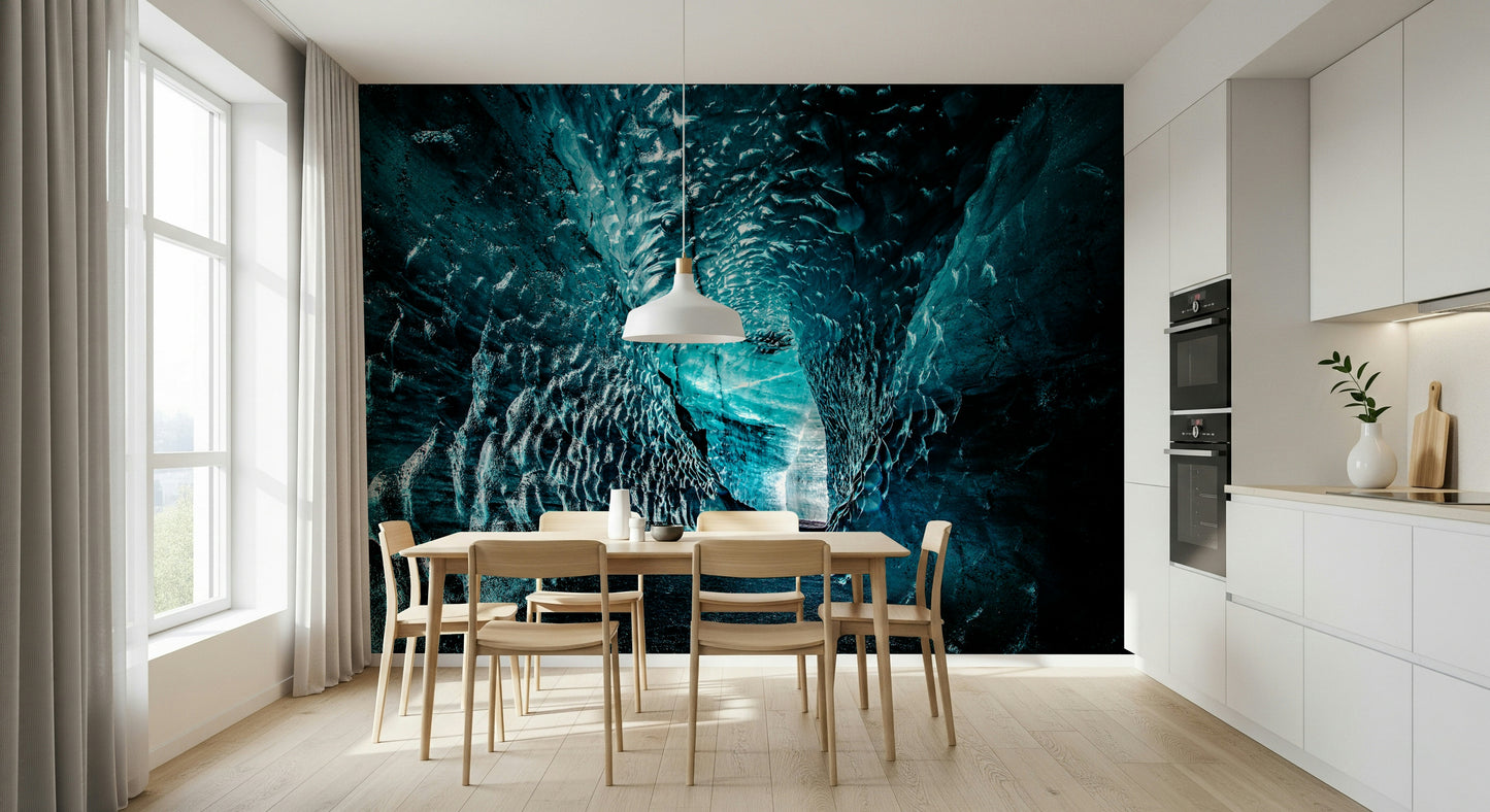A graceful subtle pattern wall mural in cool, tranquil tones.