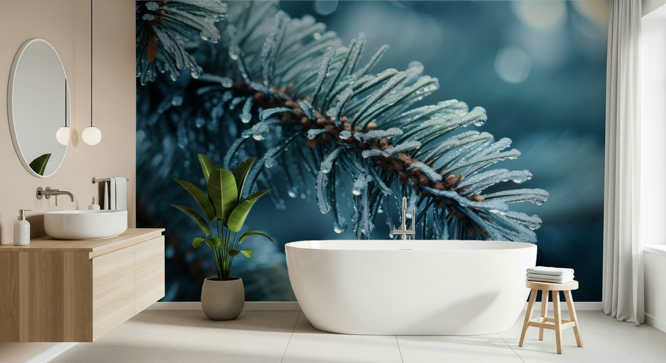 A beautiful abstract texture wallpaper mural resembling frozen needles or frost.
