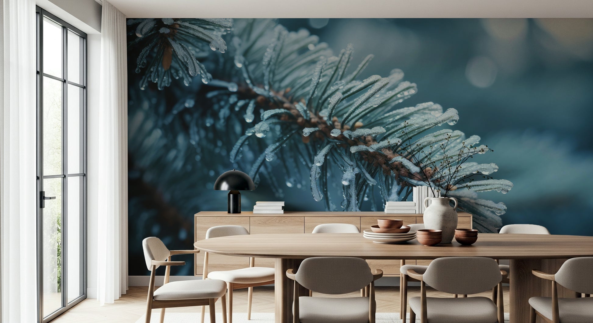 An artistic minimalist form mural for home decor.