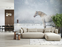 A graceful subtle pattern wall mural in cool, neutral tones.