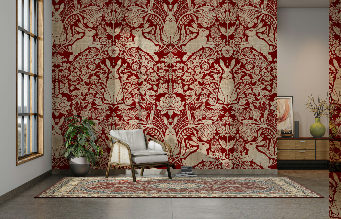 A beautiful modern art wall mural of delicate flowers.