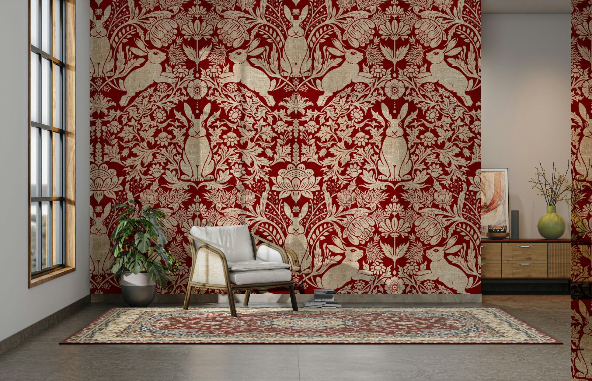 A beautiful modern art wall mural of delicate flowers.