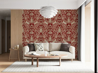 A graceful subtle flower wall mural in soft, elegant tones.