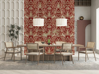 A peaceful flower design mural on decorative wallpaper.