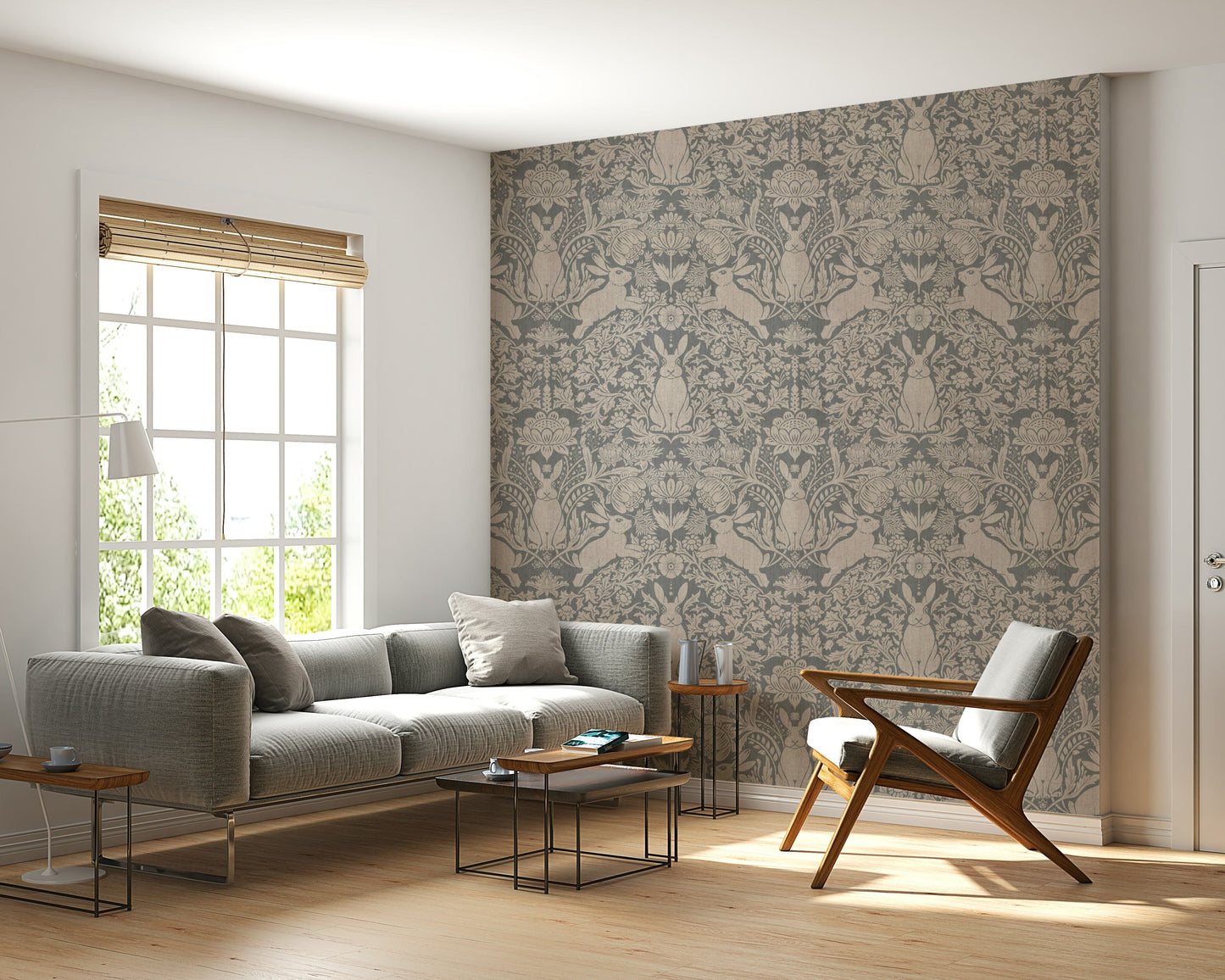 A graceful subtle pattern wall mural in cool, tranquil tones.