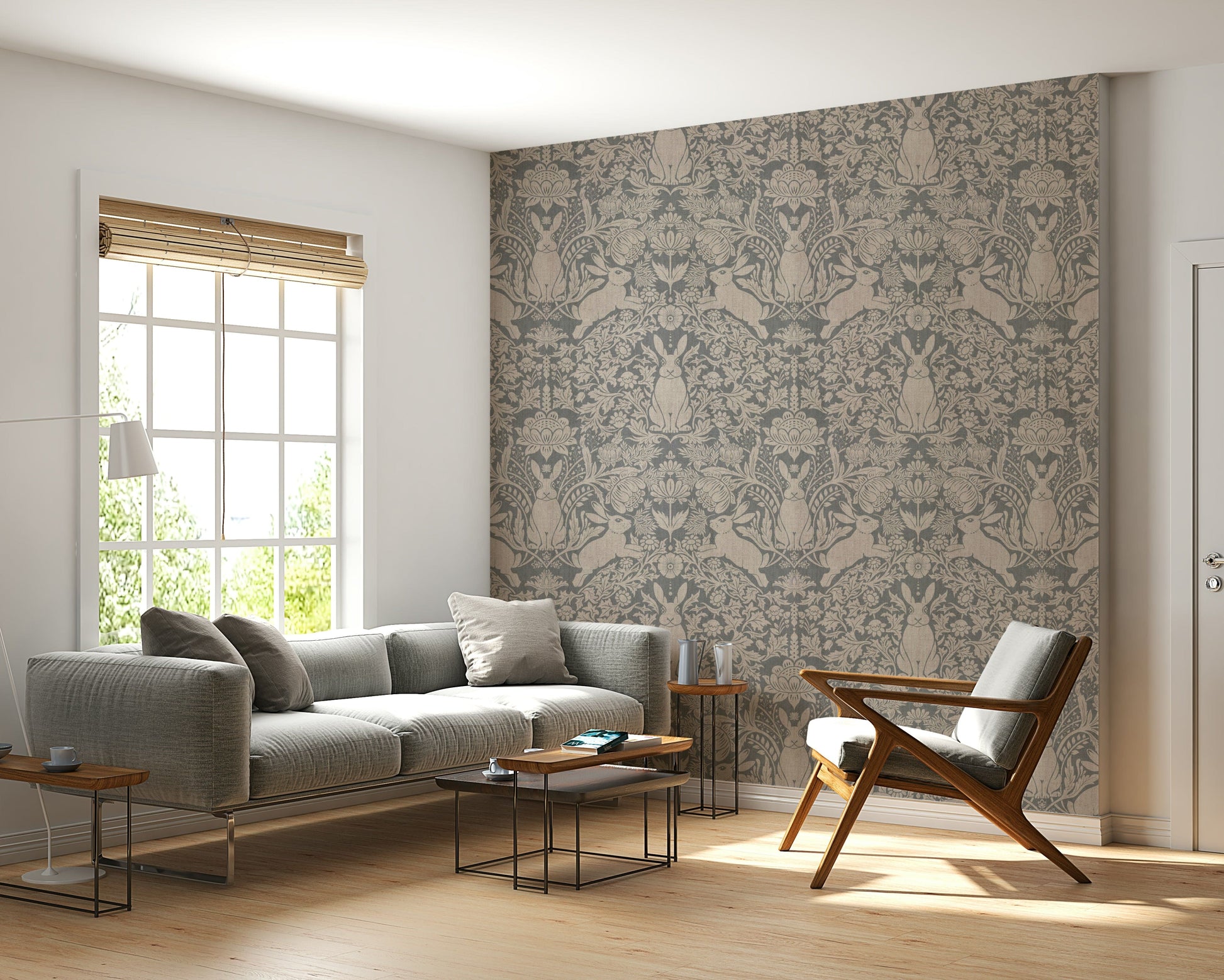 A graceful subtle pattern wall mural in cool, tranquil tones.