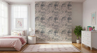 A graceful subtle pattern wall mural in warm, natural tones.
