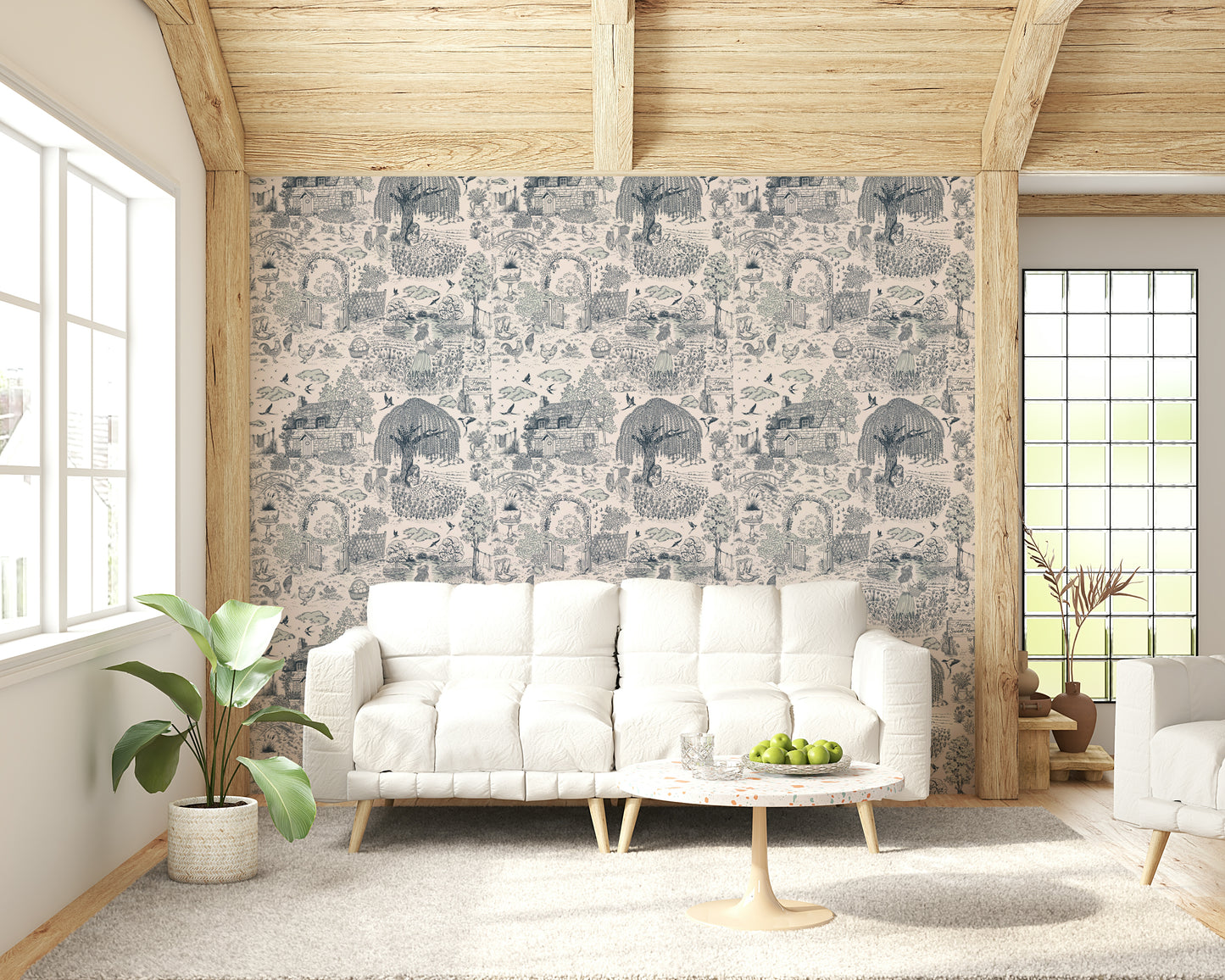 A contemplative gentle design wallpaper mural for a feature wall.