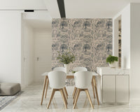 A beautiful abstract art wallpaper mural with subtle, comforting home elements.