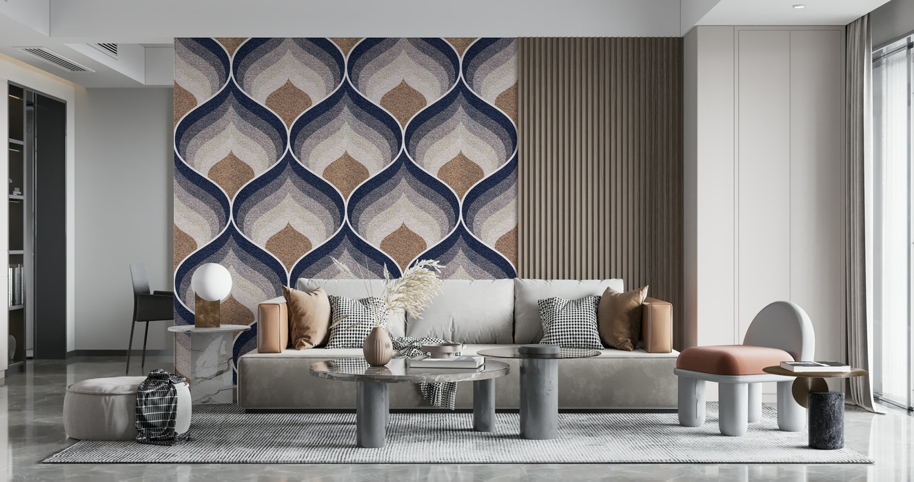 A beautiful subtle abstract wallpaper mural with a flowing, textured effect.