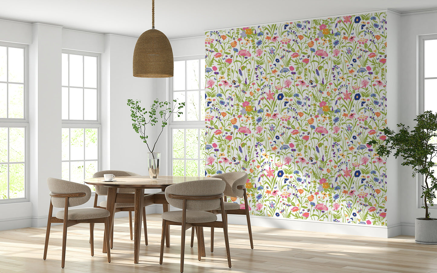 A serene subtle flower wall mural for your decor.