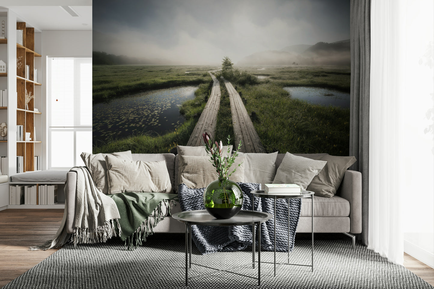 An artistic nature inspired mural for home decor.